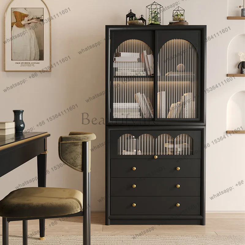 hot  Nordic solid wood dining side cabinet household living room creative floor combination cabinet