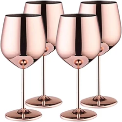 4PCS New Stainless Steel Cocktail Creative Rose Gold Metal Wine Bar Restaurant Champagne Red Wine Glass Drinkware Barware Cup