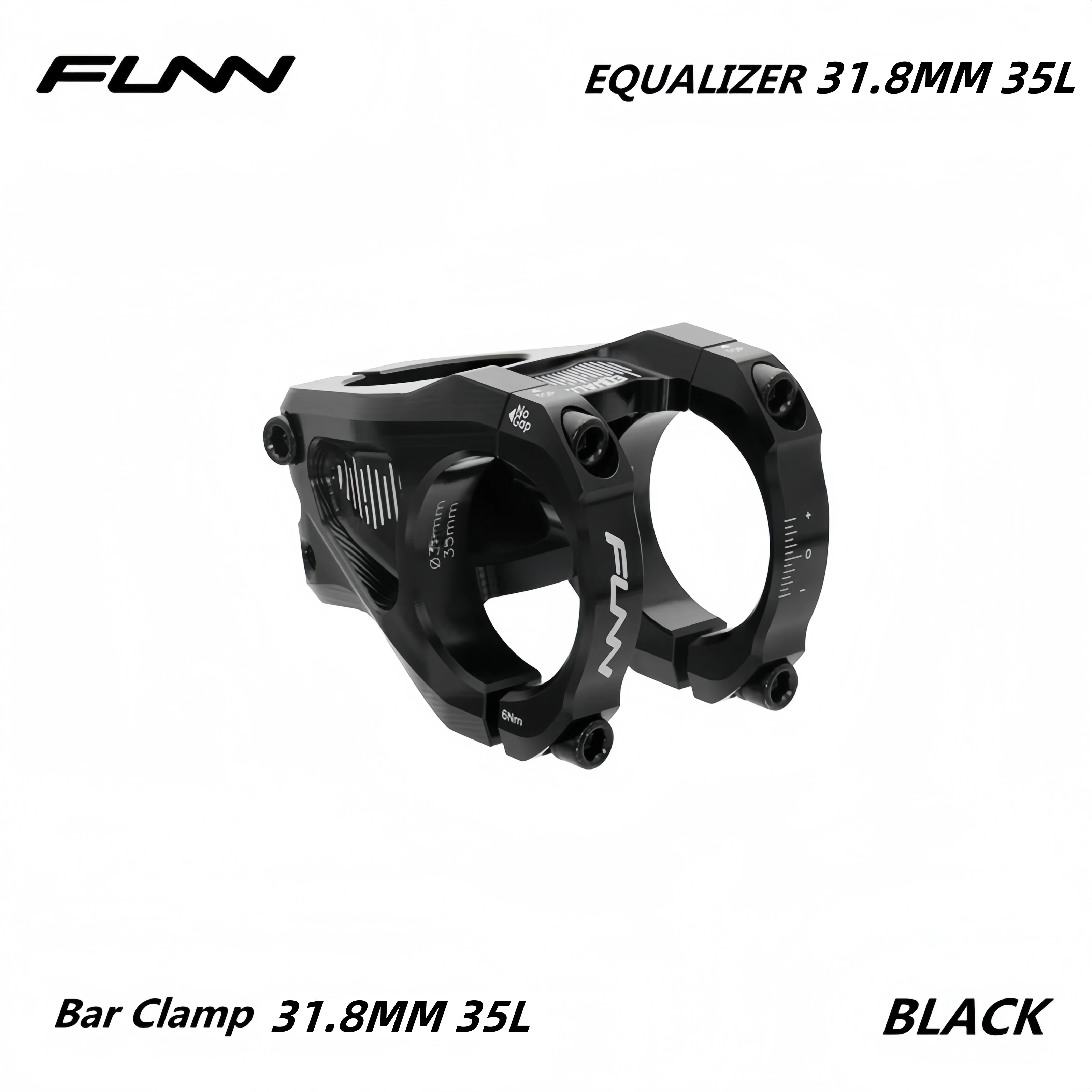 

Funn Equalizer MTB Mountain Bike Stem ±10° 31.8MM Bar Clamp, 31.8MM Steer Bicycle Stem, 10mm Drop/Rise (Length 35mm)