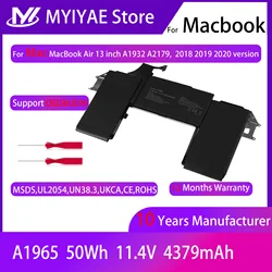 Laptop Replacement Battery A1965 A2179 A1932 For MacBook Air 13 inch A1932 (2018-2019 Version) A2179 EMC3184 EMC3302 MRE82LL/A