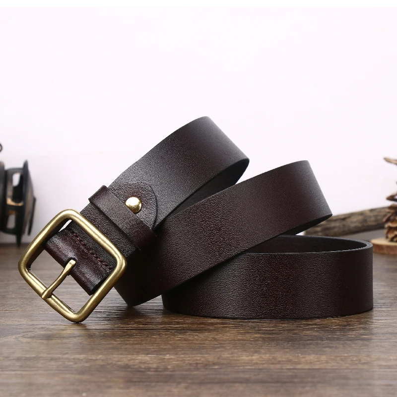 3.8cm Red Genuine Leather Belts For Mens Designer High Quality Cowboy Natural Dress Luxury Belt Lumbar Mans Studded Belt