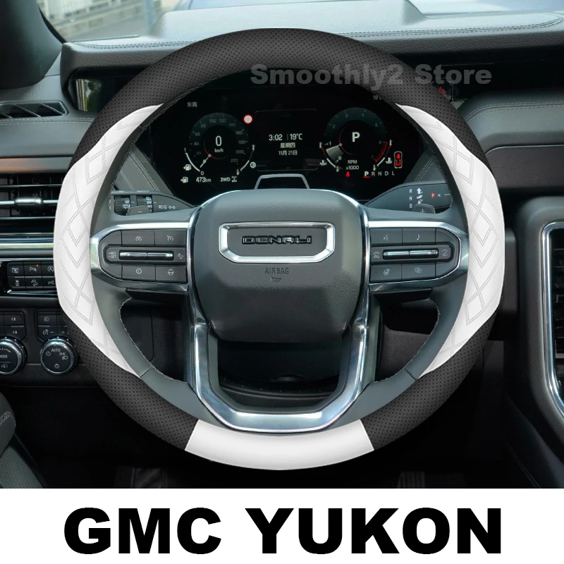 

Leather Car Steering Wheel Cover For GMC YUKON 2025 2015-2024 Wear-resistant Auto Steering Whee GMC Yukon Accessories