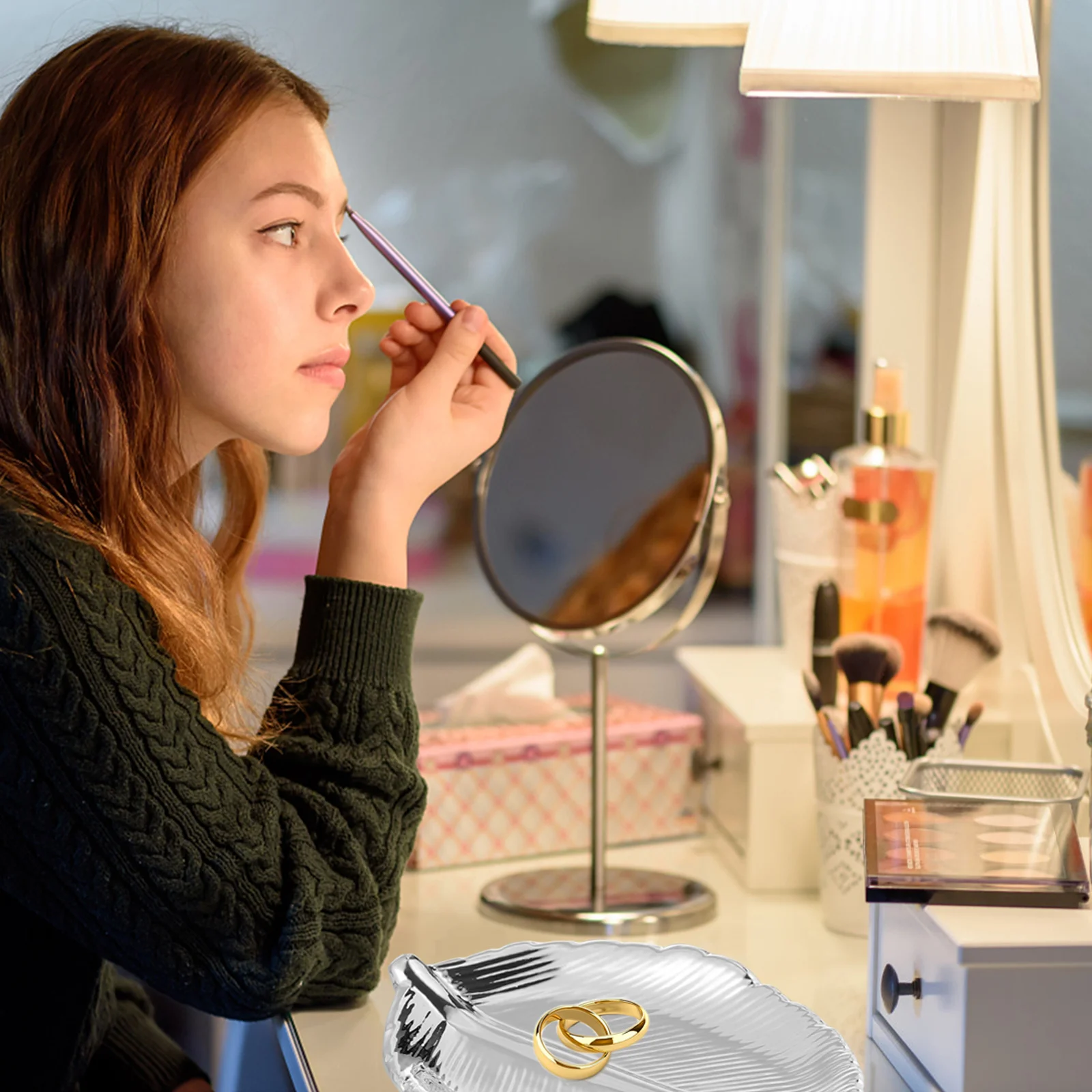 Ceramic Leaf Jewelry Storage Tray Smooth Surface Jewelry Organizer Ring Dish Home Decoration Gift for Mom Wedding Anniversary