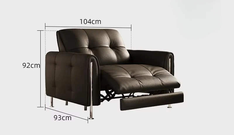 Retro electric single retractable upturned foot functional sofa full leather balcony leisure chair