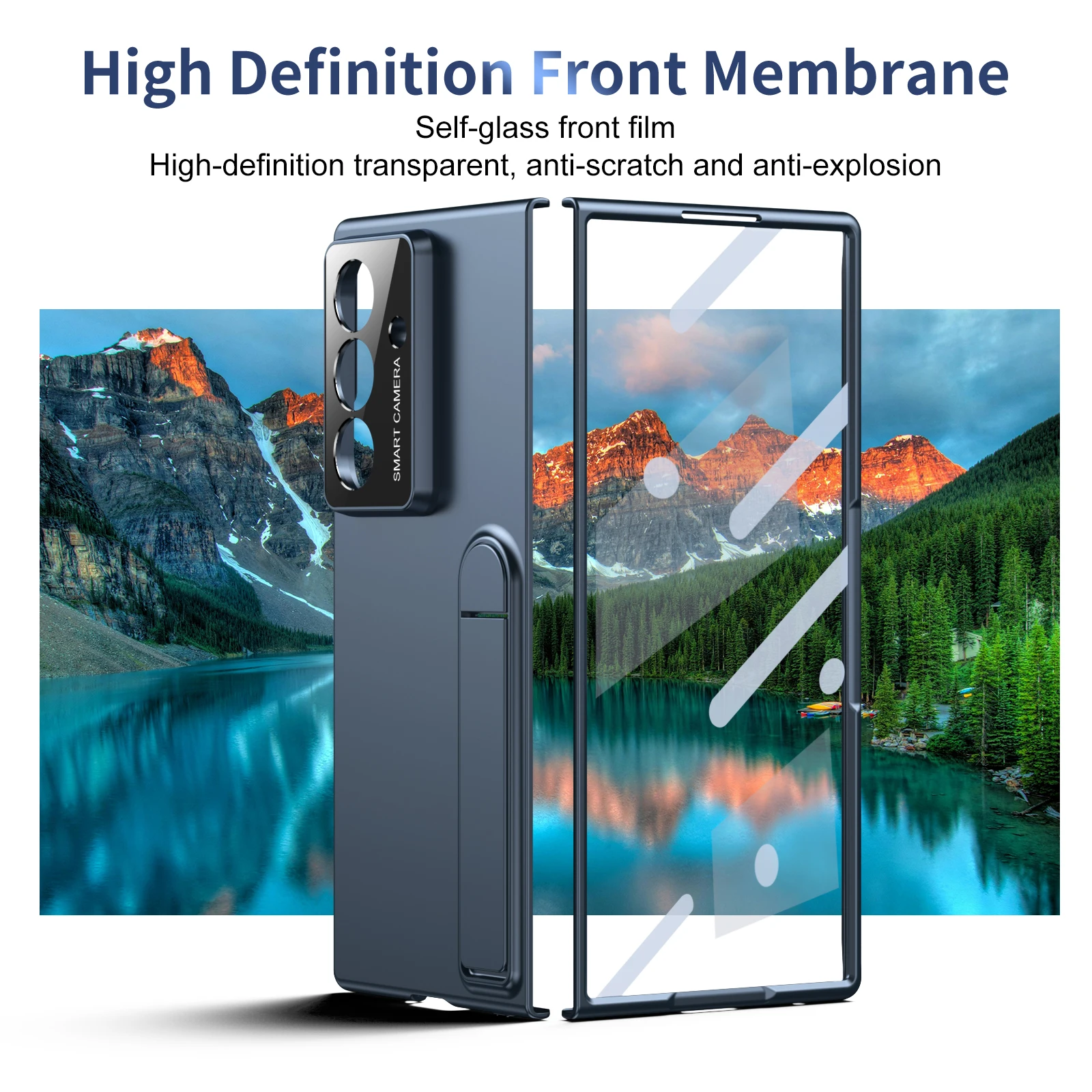 Mit Glasfolie, verstecktem Klapphalter, Handyhülle für Samsung Galaxy Z Fold 8 7 6 5 4 3, Scharnierschutz, All-inclusive-Abdeckung, Fundas