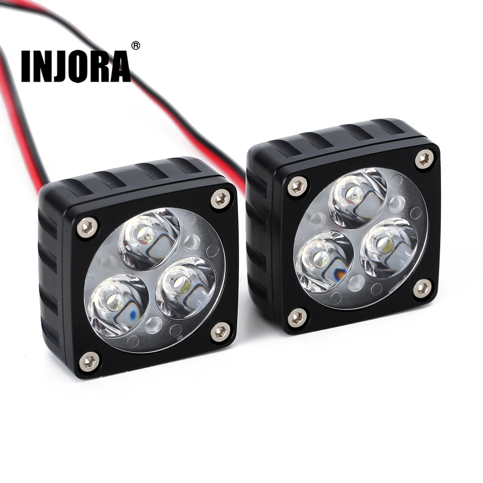 INJORA 5-13V 28*28mm Superbright A-pillar Light Square Lamp for 1/6 1/8 RC Crawler Car Axial SCX6 Wraith Trail Honcho 4WD RTR