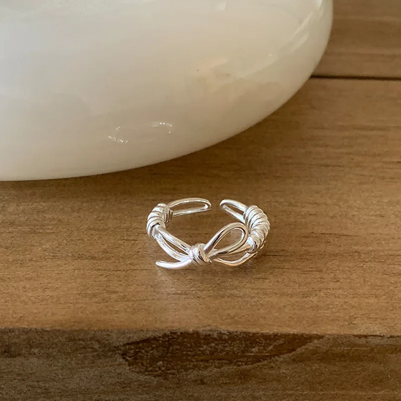 GANPUP Silberfarbener Minimalistischer Verstellbarer Offener Ring für Frauen, Modischer Neuer Fingerring, Schmuck, Paargeschenk, Party-Accessoire – Detail 3