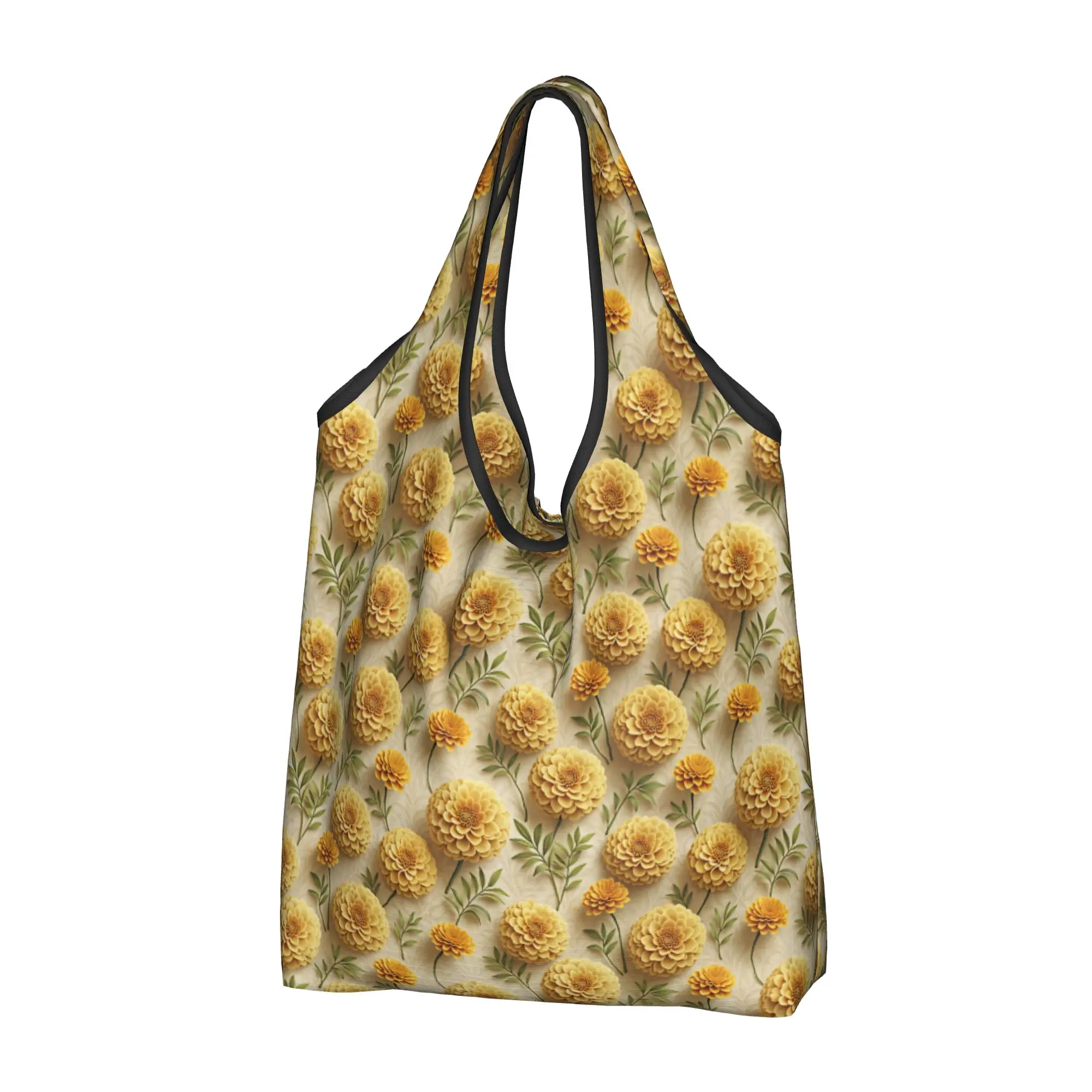 Recycling Luxury High 3D Floral Shopping Bag Women Tote Bag Portable Fashion Trend 3D Flowers Grocery Shopper Bags