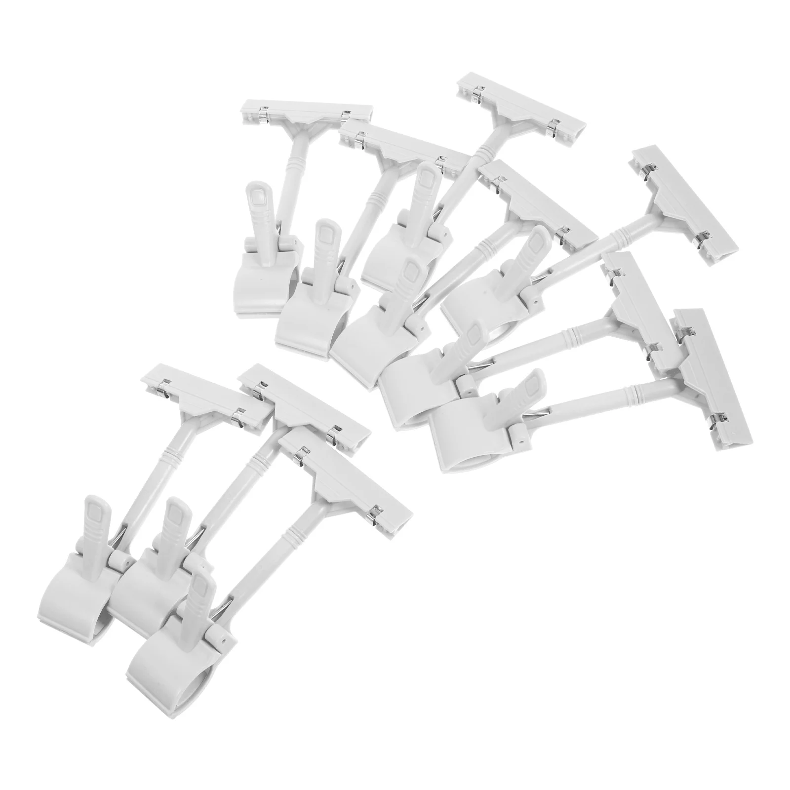 

10Pcs Merchandise Sign Clip Plastic Adjustable Rotating Pop Display Holder for Supermarket Shelf Label Card White