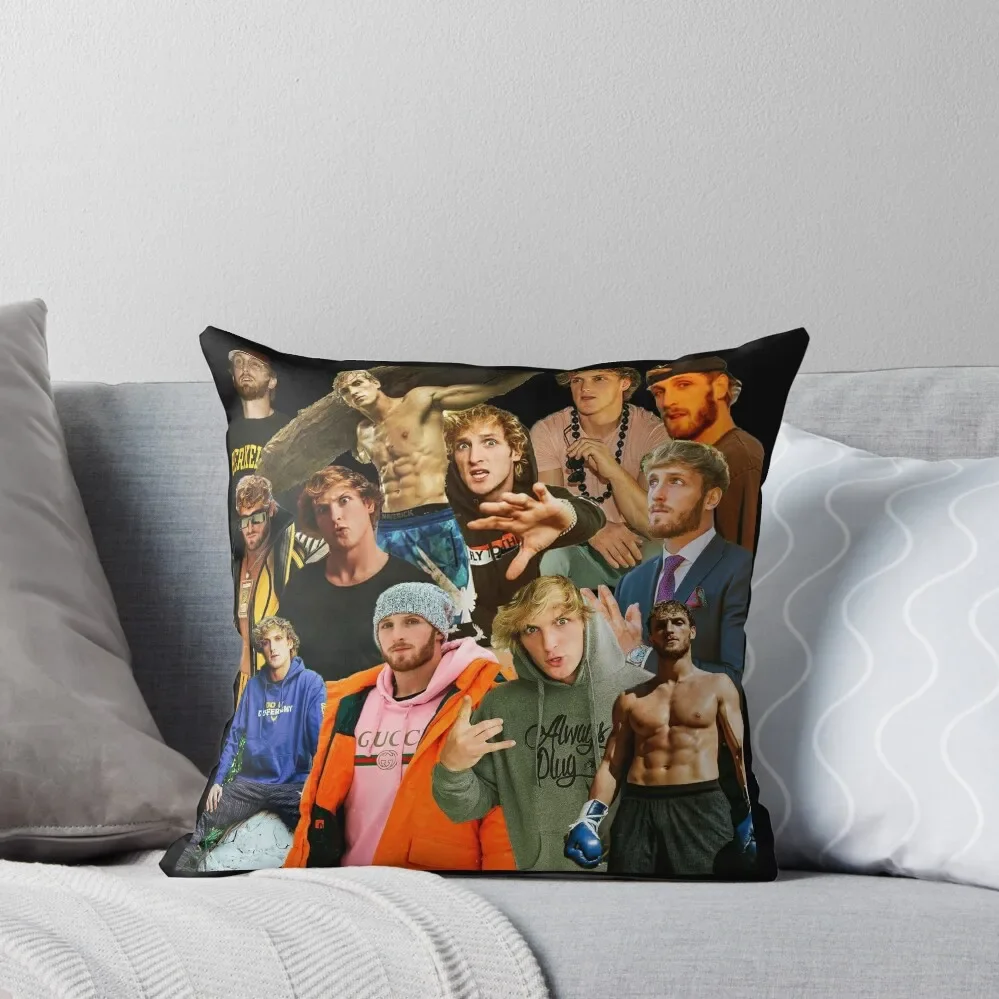 

Logan paul collage tribute design 2022 Throw Pillow christmas pillowcases Decorative pillowcase pillow