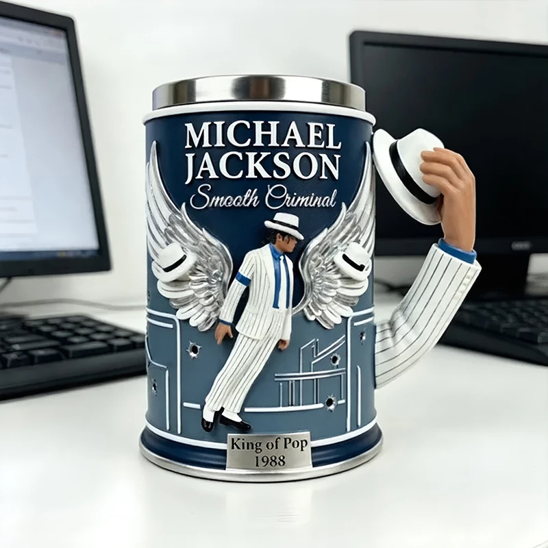 Michael Jackson King Of Pop 3D Resin Mug Stainless Steel Liner Multi Style Collectible Coffee Cup Fan Souvenir Desk Decor Gift