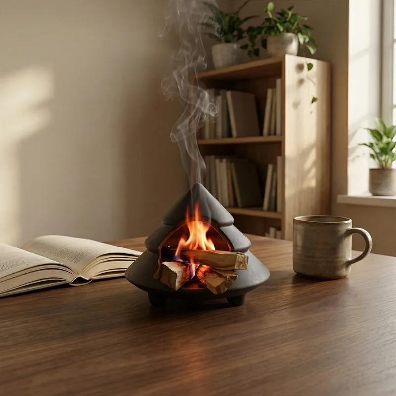 Cedar Saint Frame, Ceramic Incense Burner, Sage Burner, Aromatherapy Burner, Small Fireplace