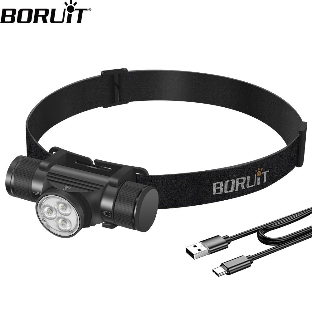 

BORUiT HP330 Powerful LED Headlamp Type-C Rechargesble 18650 Headlight Waterproof Camping Fishing Head Torch Emergency Lantern