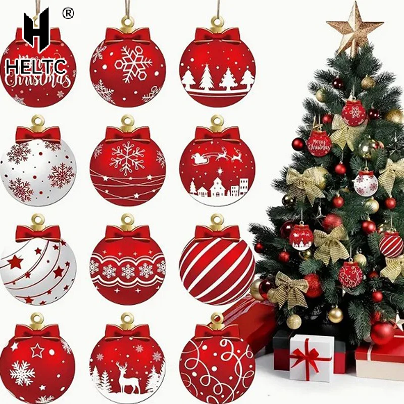 12pcs New Christmas Wooden Ornament Hanging Decorations Plane Gnome Pendant Christmas Tree Craft Decor For Home New Year Gift