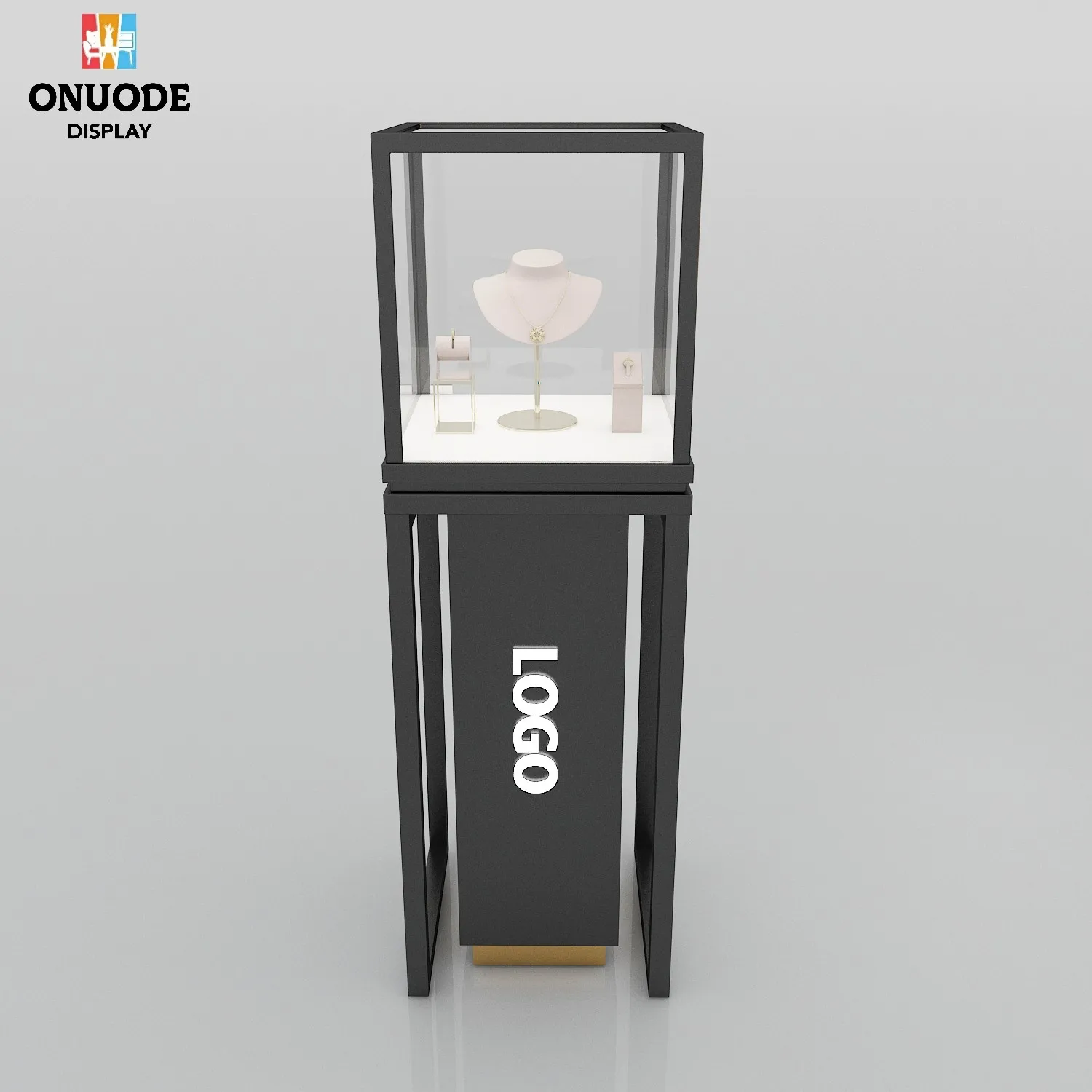 Custom.LED-Lit Tower for Jewelry Store Showcase Whole Store Design Furniture Elegant Jewelry Display Cabinet