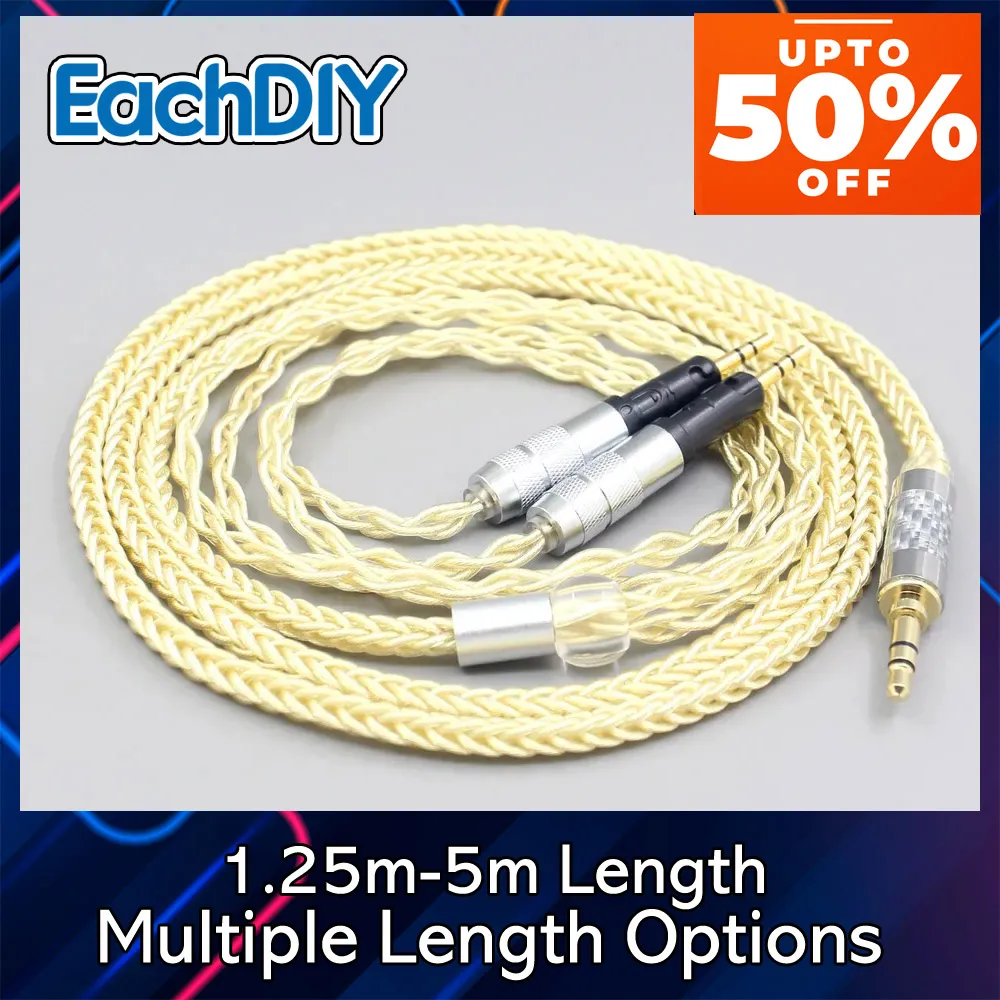 

8 Core Gold Plated + Palladium Silver OCC Cable For Audio-Technica ATH-R70X headphone Earphone LN007636