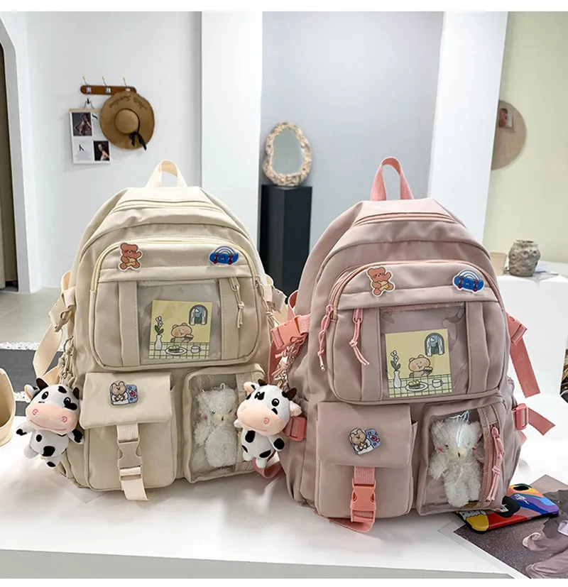 

Cute Women Backpacks Waterproof Multi-Pocket Nylon School Backpack for Student Female Girls Kawaii Laptop Book Pack Mochilas
