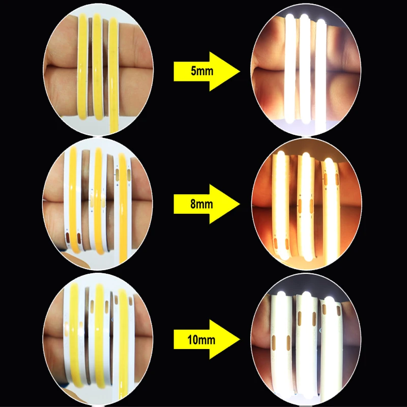 

DC 12V 24V COB LED Strip High Density Flexible COB 320/384/528LEDs/m Lights Tape Diode Cool/Nature/Warm White Linear Dimmable