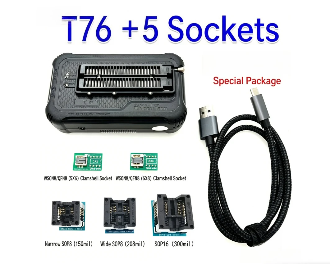 XGecu T76 Programmer Burner T56 Upgraded + 5 Adapter Block T76 + 5Adapter