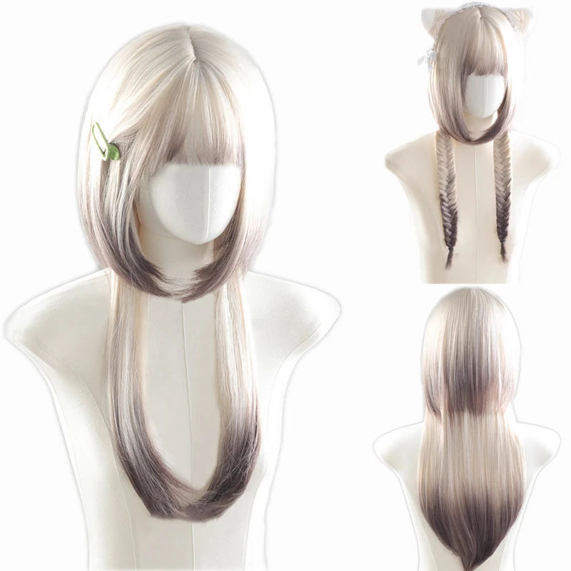 Synthetic Black Blue Wolf Tail Wig Jellyfish Mullet Head