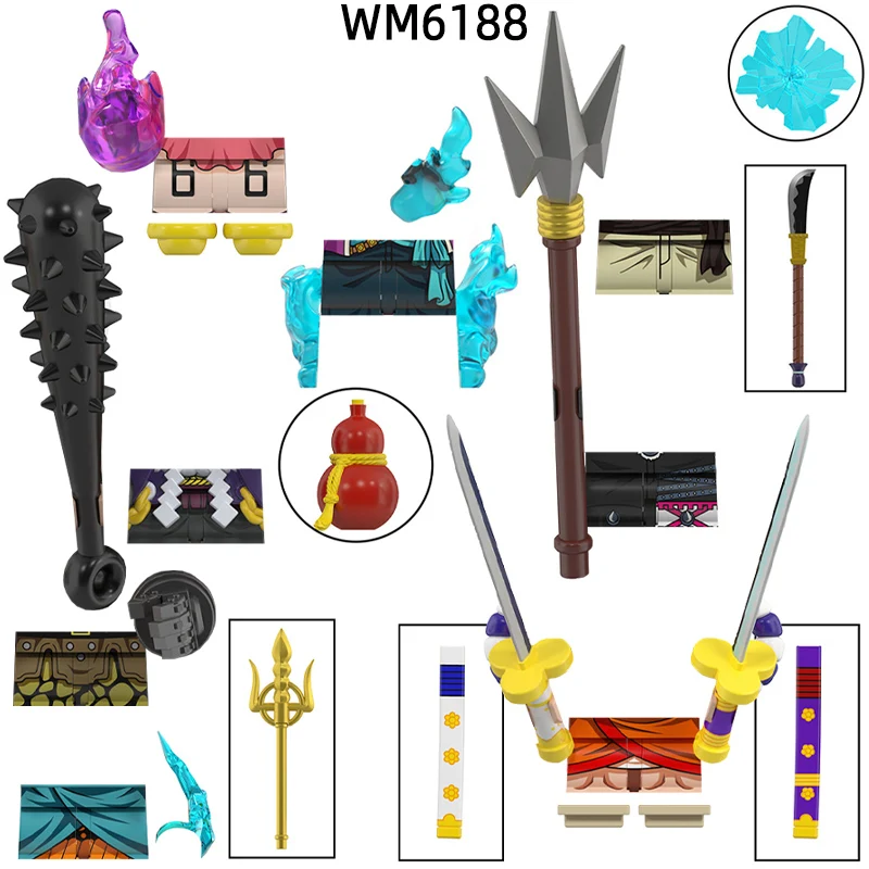 

Фигурки, копье, перчатки, оружие, брюки, детали для волос, модельные блоки, набор кирпичей MOC, подарки, игрушки для детей WM6188