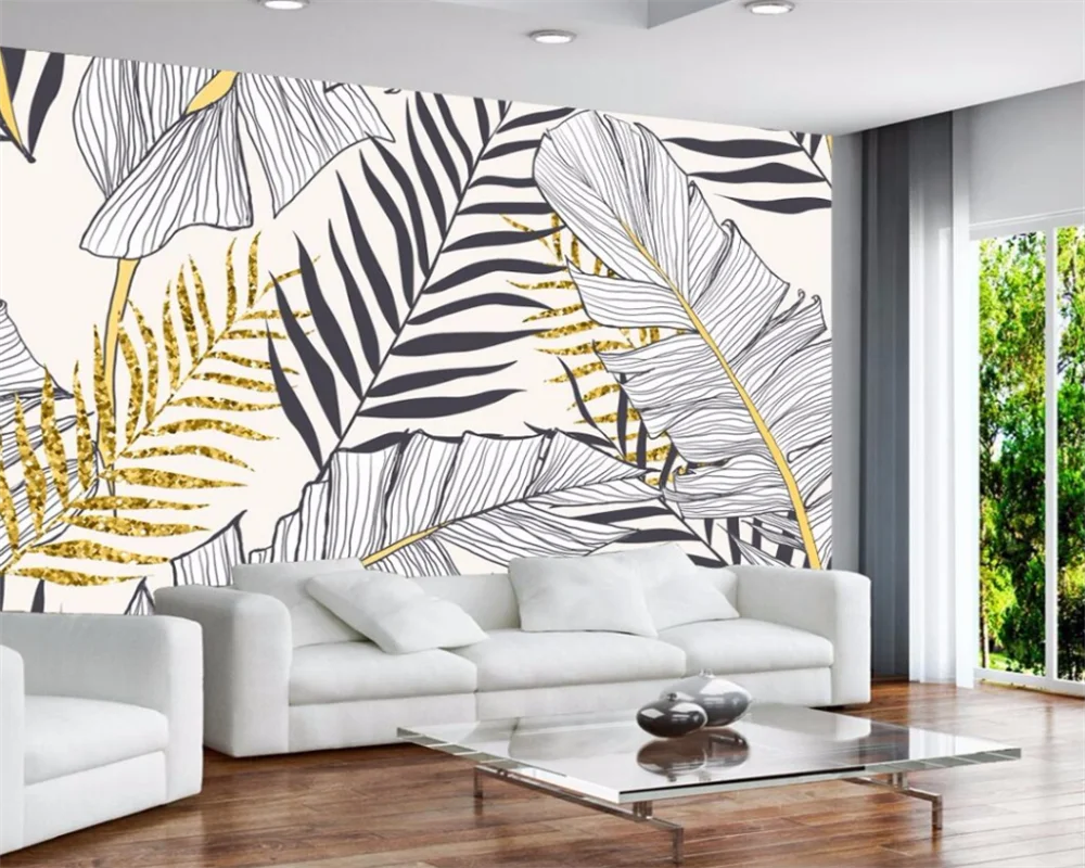 wellyu papel parede  Custom wallpaper  Modern minimalist tropical rain forest plant banana leaf garden mural background wall