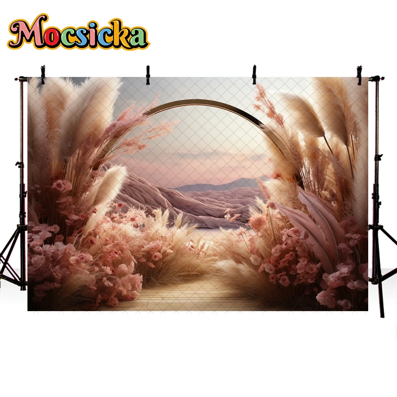 Богемный фон для фотосъемки детей осень Пшеница весенний цветочный арочный декор для беременных новорожденных портрет фото фон для студийной съемки