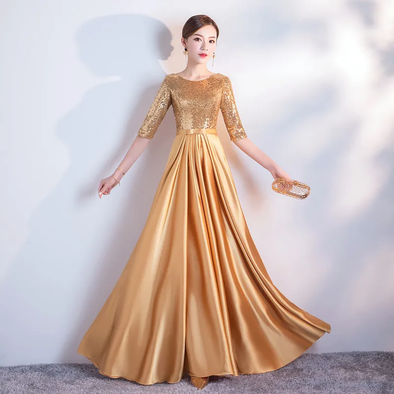 Chorus Performance Costumes Female Dress Long Half Sleeve Adult Evening Women's Clothing