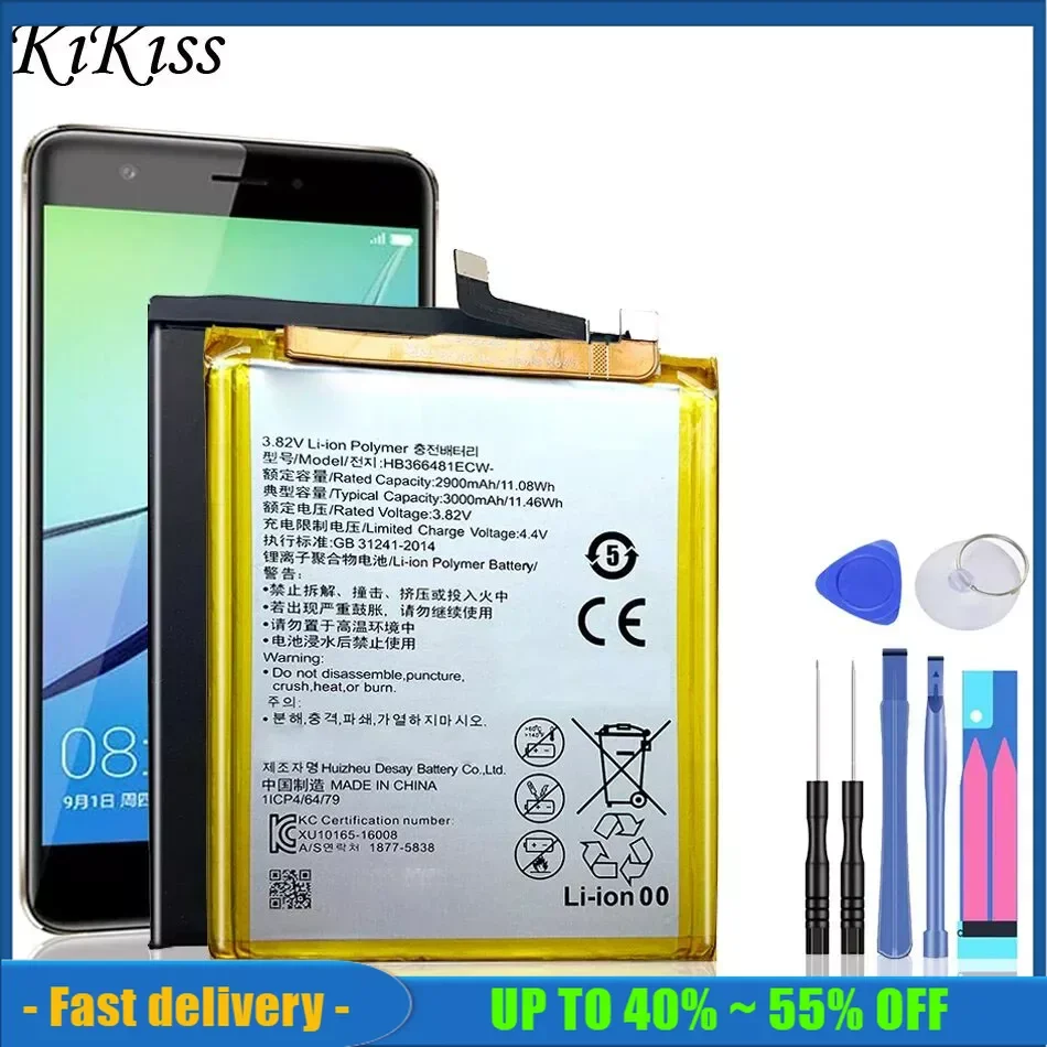 

HB366481ECW Battery For Huawei P8 P9 P10 P20 P30 P40 Lite Plus Pro/Honor 8 9 5C 7C 7A/Nova 2 3 4 3E/G9/GT3/GR3 2017/Enjoy 6S 7S