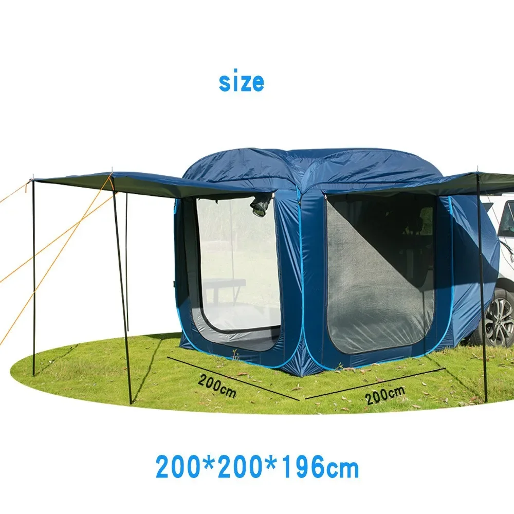 POP UP SUV Car Tailgate Tent, Outdoor Sun Shelter, Waterproof Rainfly Camping, Truck Rear Tent