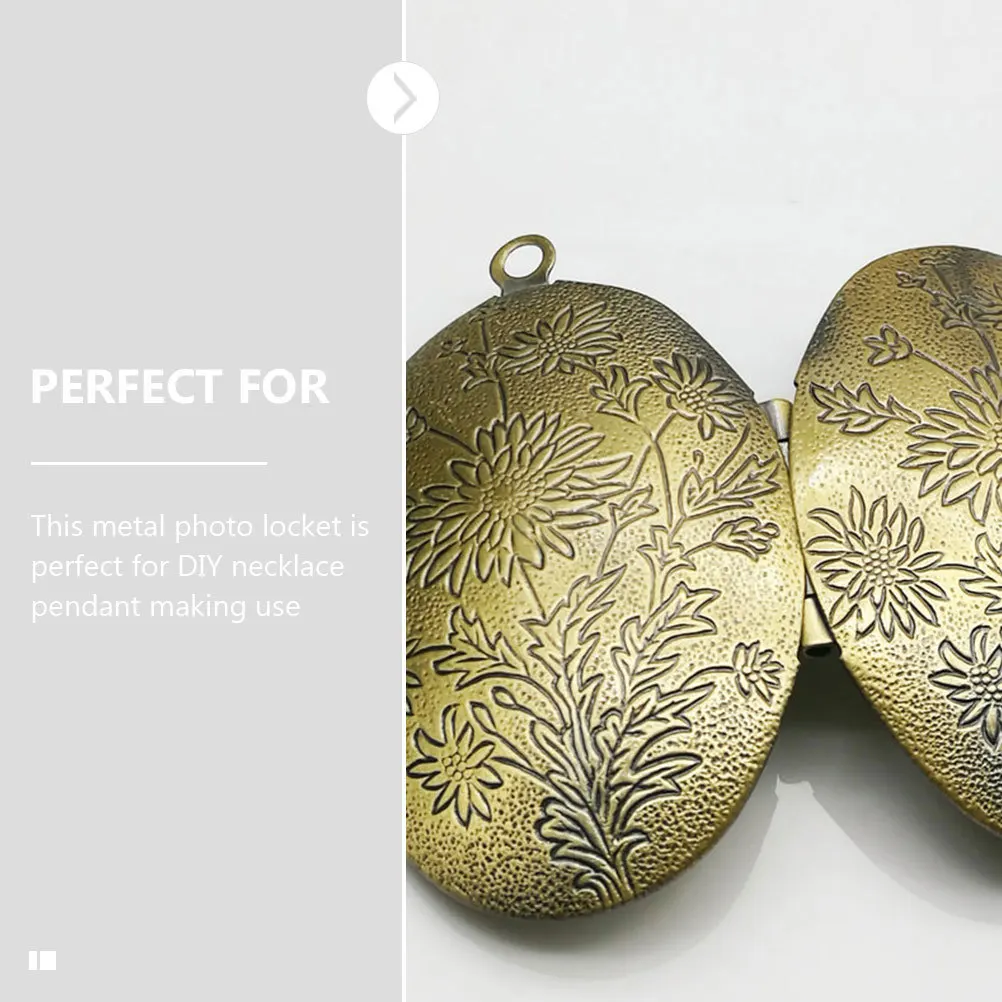 

4Pcs Oval Metal Photo Pendant Bezels Sturdy Memorial Photo Holders for DIY Jewelry Making Necklace Bracelet Accessories