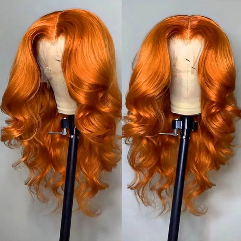 

Glueless Orange Body Wave 26 inch Long Soft Ginger Lace Front Wig For Black Women Baby Hair Pre Plucked Heat Resistant Daily