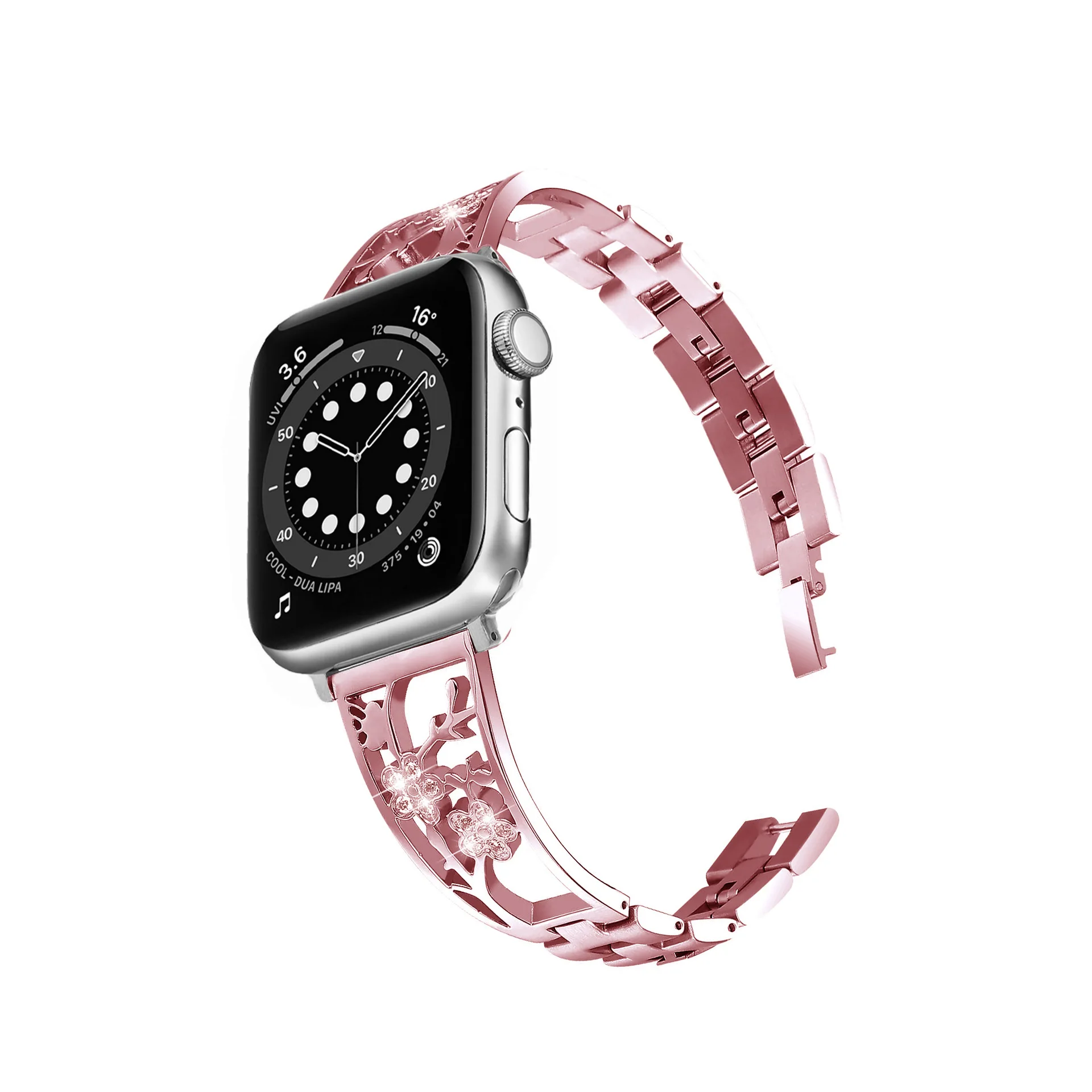 Stylish Stainless Steel Diamond-encrusted Strap for Apple Watch Series Torx Chain Bracelet New Skeleton Apple Watch Strap