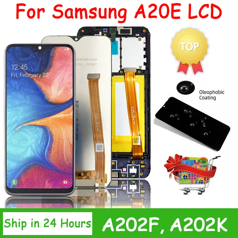 

High Quality For Samsung A20e LCD SM-A202F A202DS A202F/DS A202 Display Screen Touch Screen Assembly A20E Display With Frame