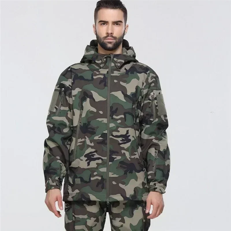 Hiking Jackets Autumn Men's  Camouflage Fleece Jackets Tactical Clothing 2024 Men Camouflage Windbreakers