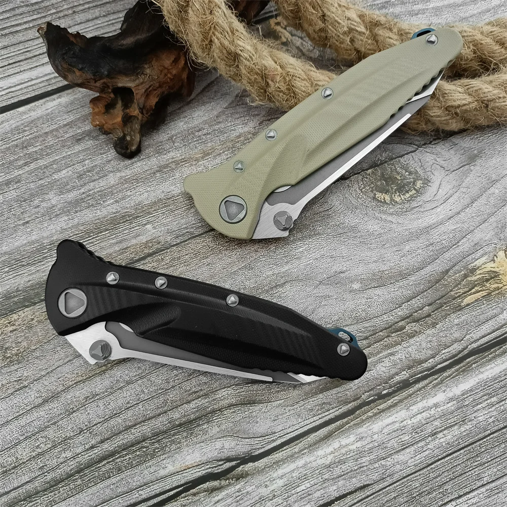 Flipper Folding Knife D2 Steel Outdoor Camping Hunting Hiking EDC Tools Ball Bearing G10 Handle Knife