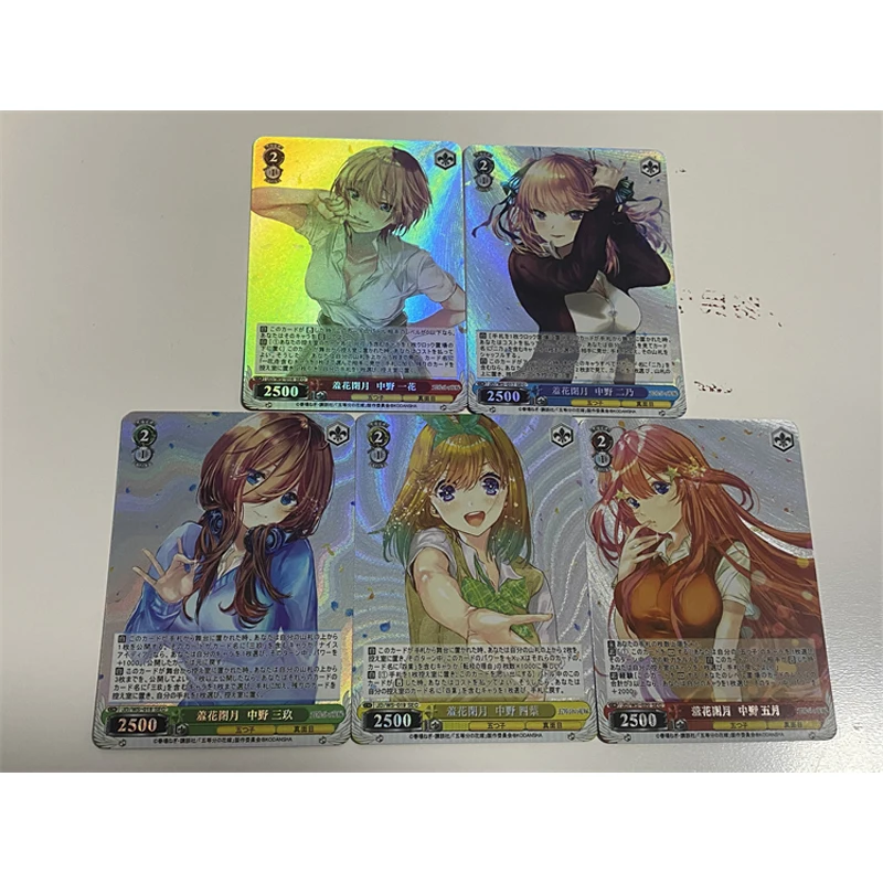 

5Pcs/set The Quintessential Quintuplets Refractive Flash Card Nakano Miku Nakano Nino Kawaii Anime Collection Card Gifts Toys