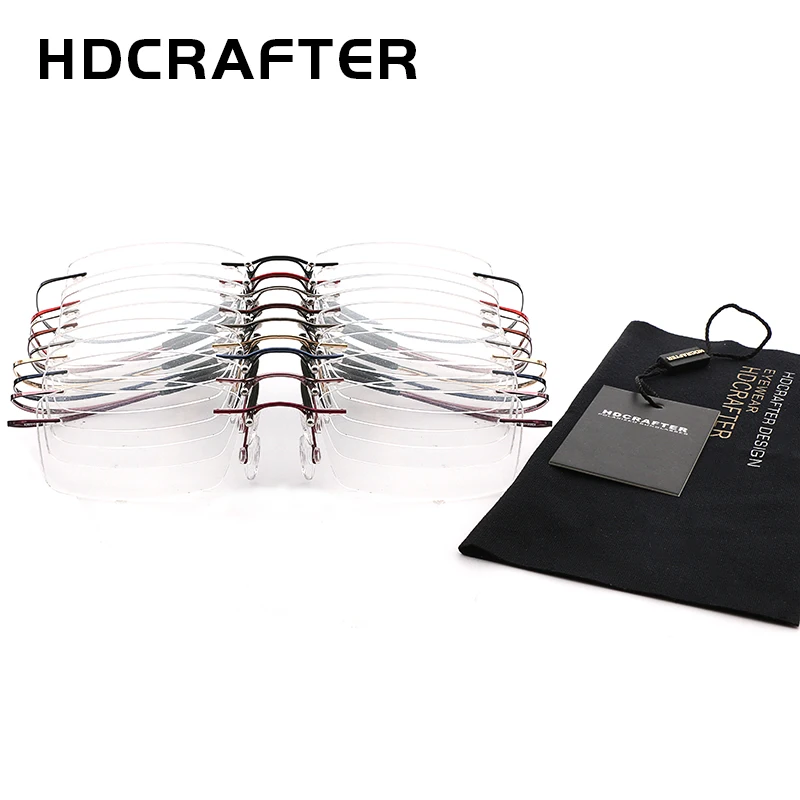 HDCRAFTER Mens Lightweight Titanium Rimless Eyeglasses Frames Prescription Optical Glasses Frame for women Frameless Frames