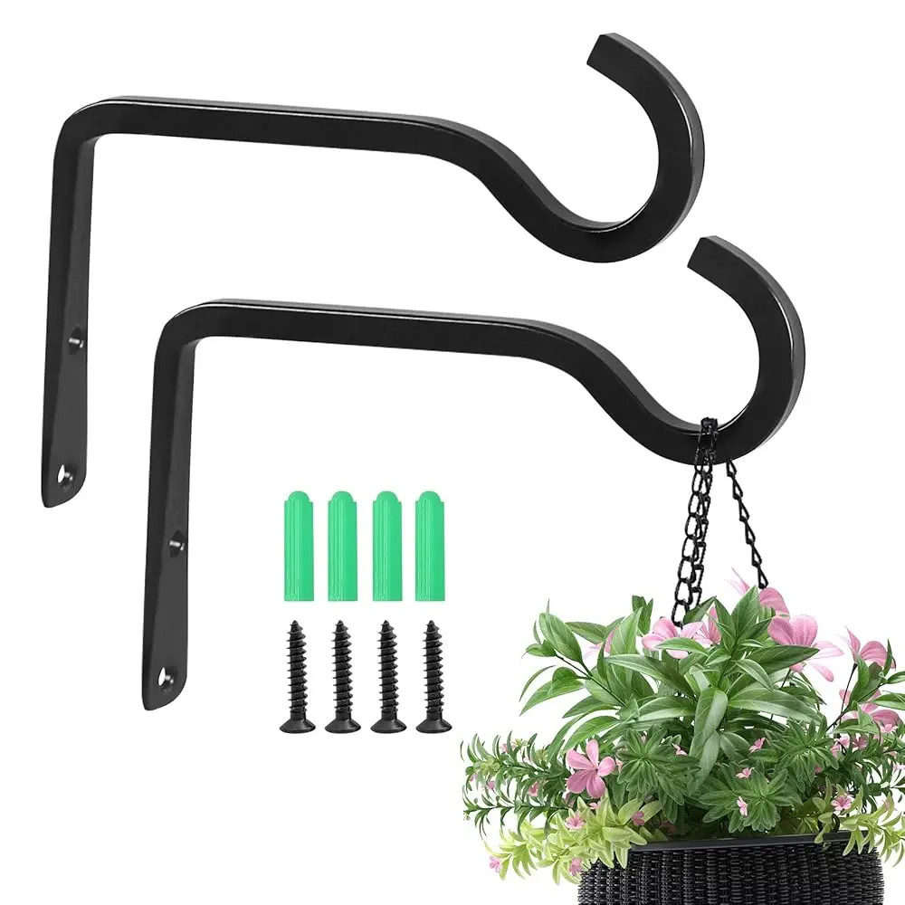 

Набор из 2 штук: 6-дюймовые декоративные металлические настенные крючки премиум-класса, подвесы для растений в деревенском стиле, кронштейны для садоводства (для дома и улицы), для растений