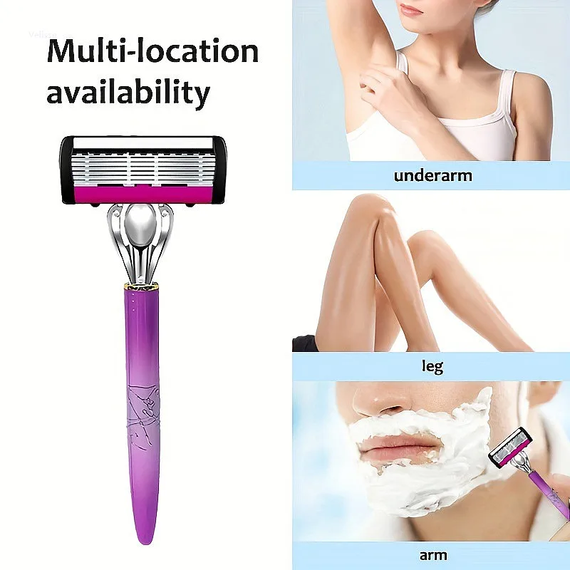 7 Layer Manual Hair Removal Razor For Women Armpit Bikini Leg Full Body Shaver Reusable Stainless Steel Blades Grooming Tool Set