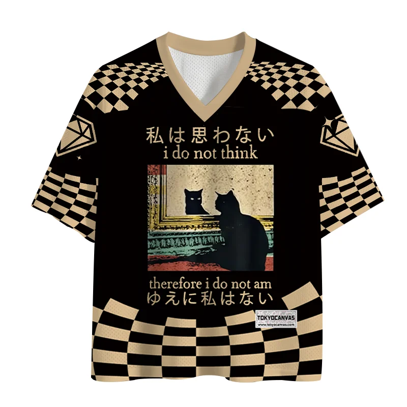 2026 Sommer Essential Herren Japanischer Trendiger V-Ausschnitt Mesh Fußballtrikot Lässiges Trendiges Outdoor-Sport-Fitness Schnelltrocknendes T-Shirt