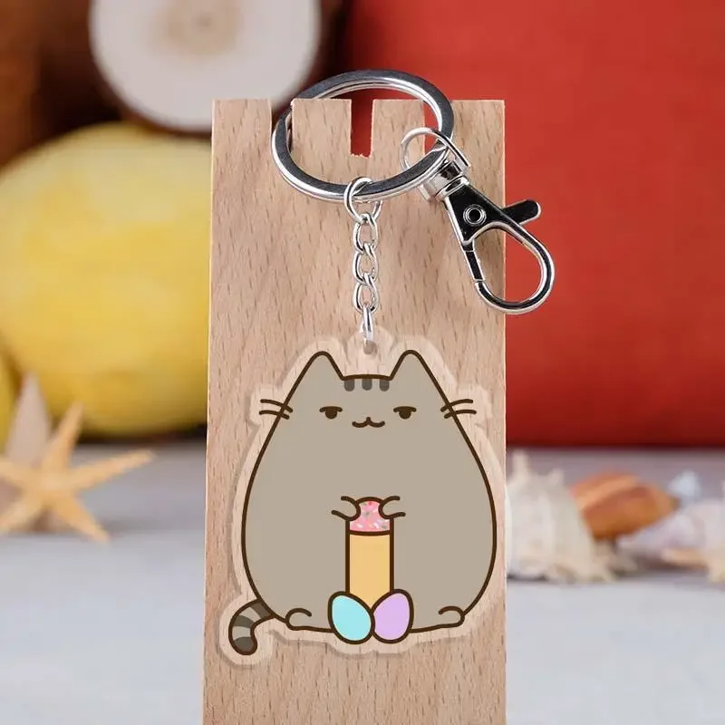 Pusheen Cartoon Cat Acrílico Chaveiros, Kawaii, Bonito, Chaveiro do carro, Mochila Acessórios, Bolsa Pingente, Criança, Presentes de Natal