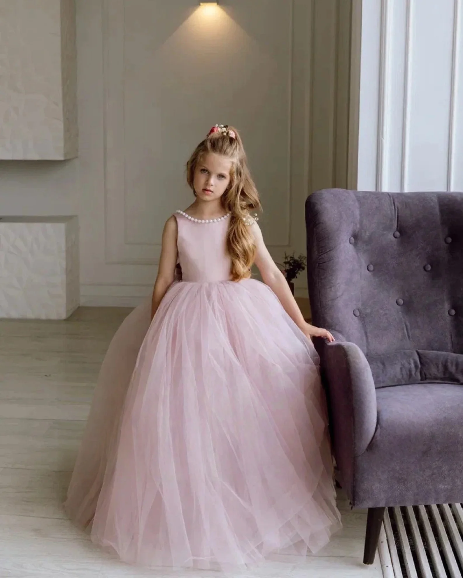 

Элегантное платье для девочки-цветочницы, длинное платье для конкурса красоты, свадебное платье принцессы, платье для дня рождения, платье для церемонии причастия.