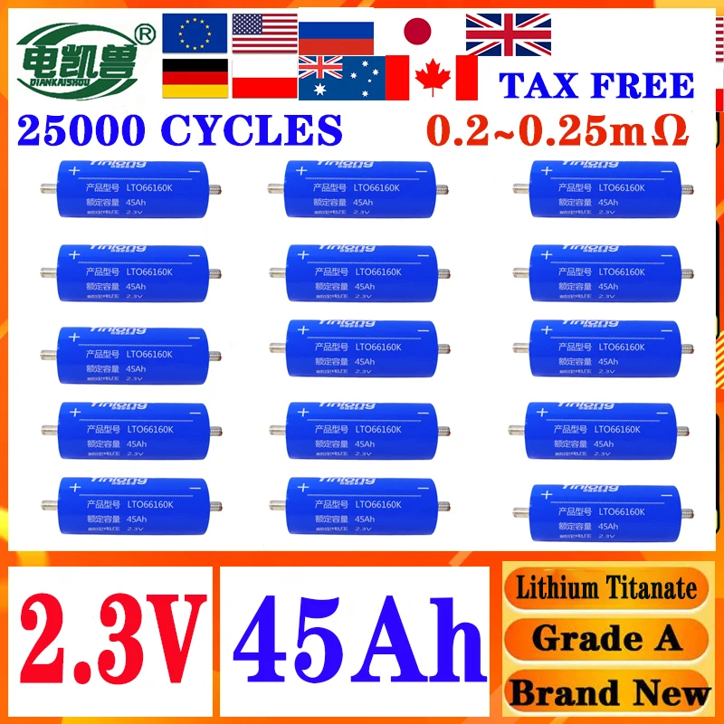 

Без налога 0,2 ~ 0,25 мОм оригинальный 66160 2,3 В 45 Ач LTO литиевый титанатный аккумулятор 10C разряд DIY 12 В 24 В 48 В автомобильная аудио солнечная система