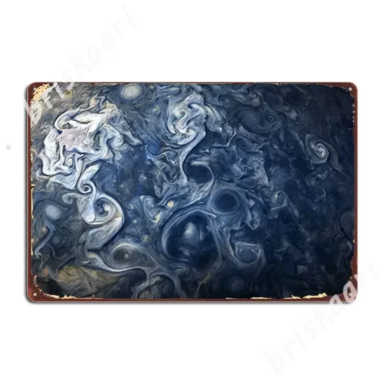 Swirling Blue Clouds Of Planet Jupiter From Juno Cam Metal Signs Wall Cave Wall Designing Plaques Tin sign Posters