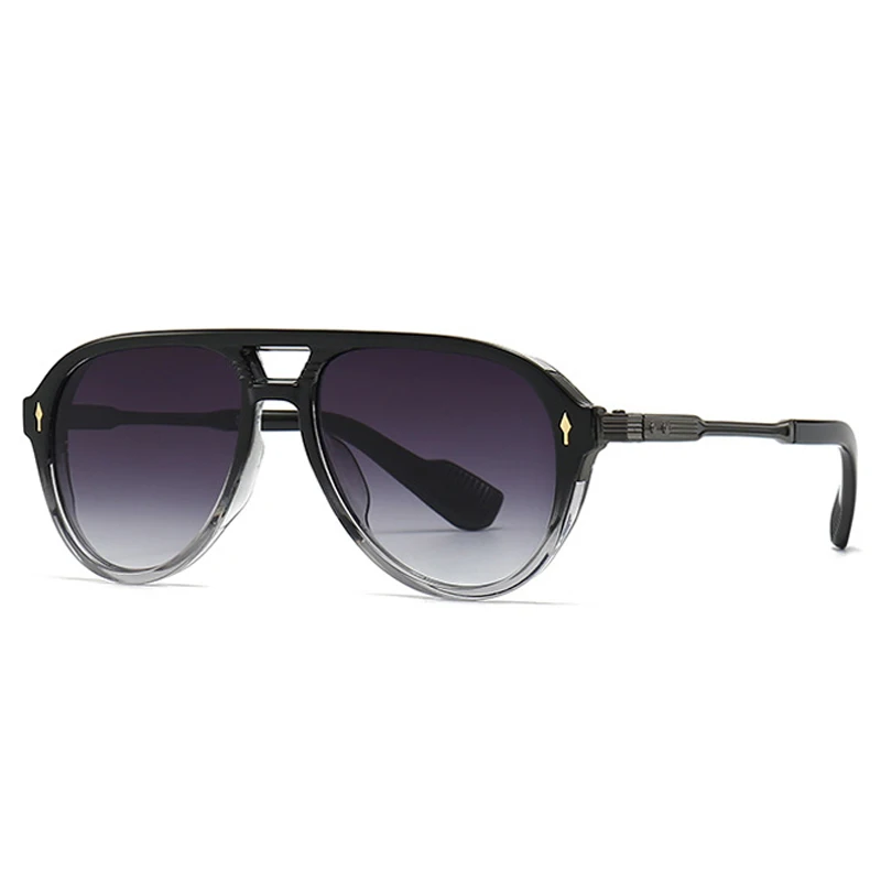 SHAUNA Retro Dubbele Bruggen Pilot Mannen Zonnebril Modemerk Designer Shades UV400 Trending Klinknagels Vrouwen Luxe Zonnebril