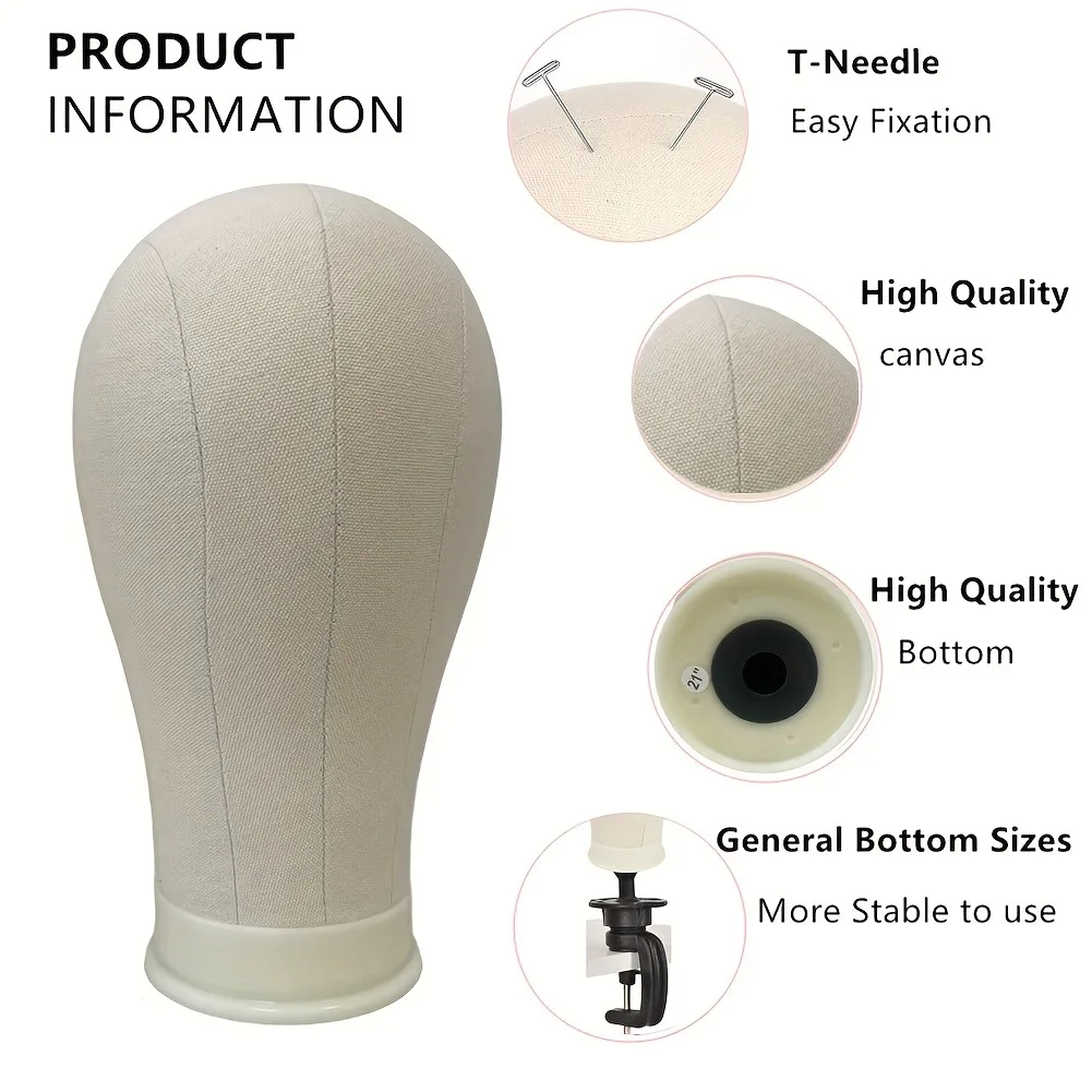 عارضة أزياء برأس شعر مستعار من القماش مقاس 21-24 بوصة لعرض تصفيف الشعر وحامل دعم الشعر المستعار #3