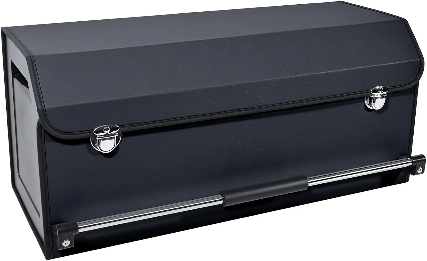 

Durable Collapsible Leather Car Trunk Organizer with Lid and Handle, Auto Storage for SUV/Car Accessories (Black)
