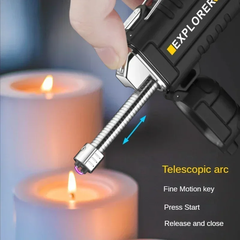 Outdoor Electric Lighter Plasma Arc Lighters Windproof Cigarette Lighter Smoking Accessories USB Electronic Ignition Men Gift