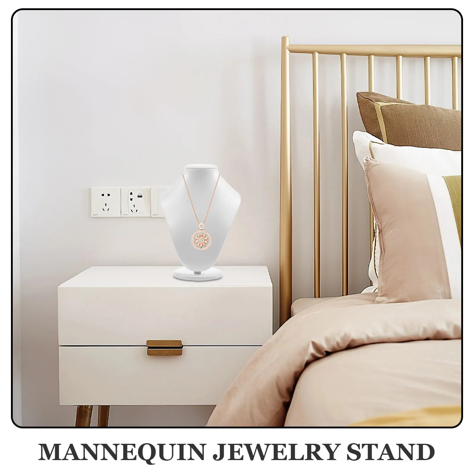 

Манекен-подставка для демонстрации ювелирных изделий: ожерелий, кулонов. Элегантная и устойчивая основа из ПУ. Идеально подходит для выставок и ювелирных магазинов.